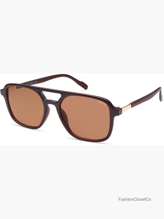 Retro Rectangle Sunglasses UV400 Protection Non-Polarized Plastic Frame main image 6
